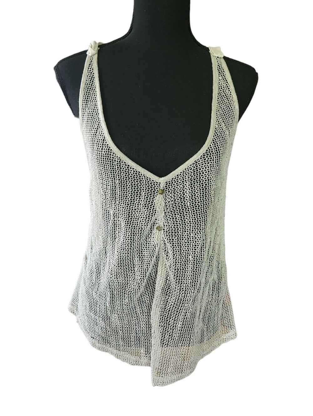 Mesh Festival Grunge Sequin Long Racerback Tank Top